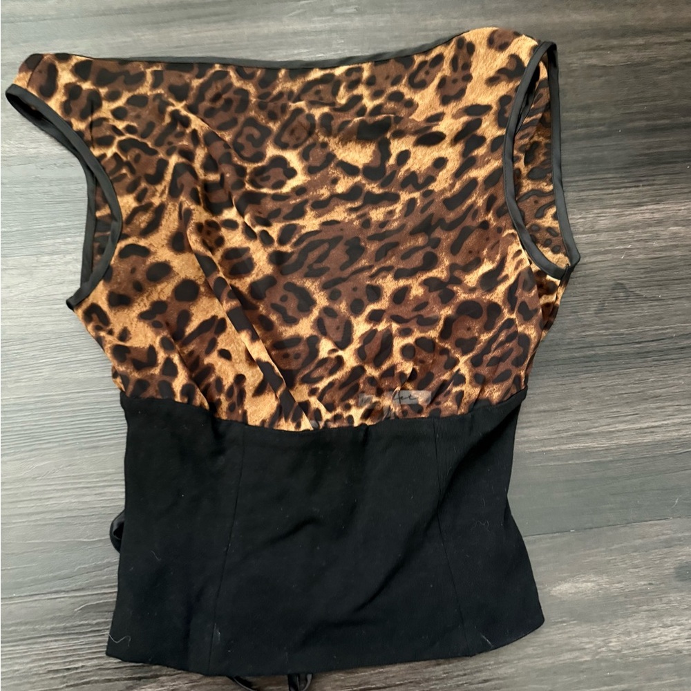 Leopard Print and Black Women's Top